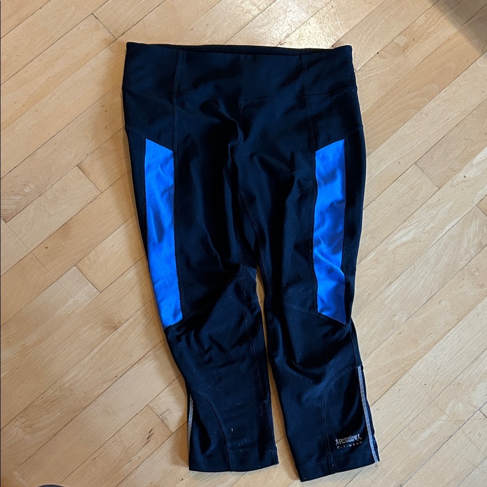adidas Black Leggings with Blue Panels